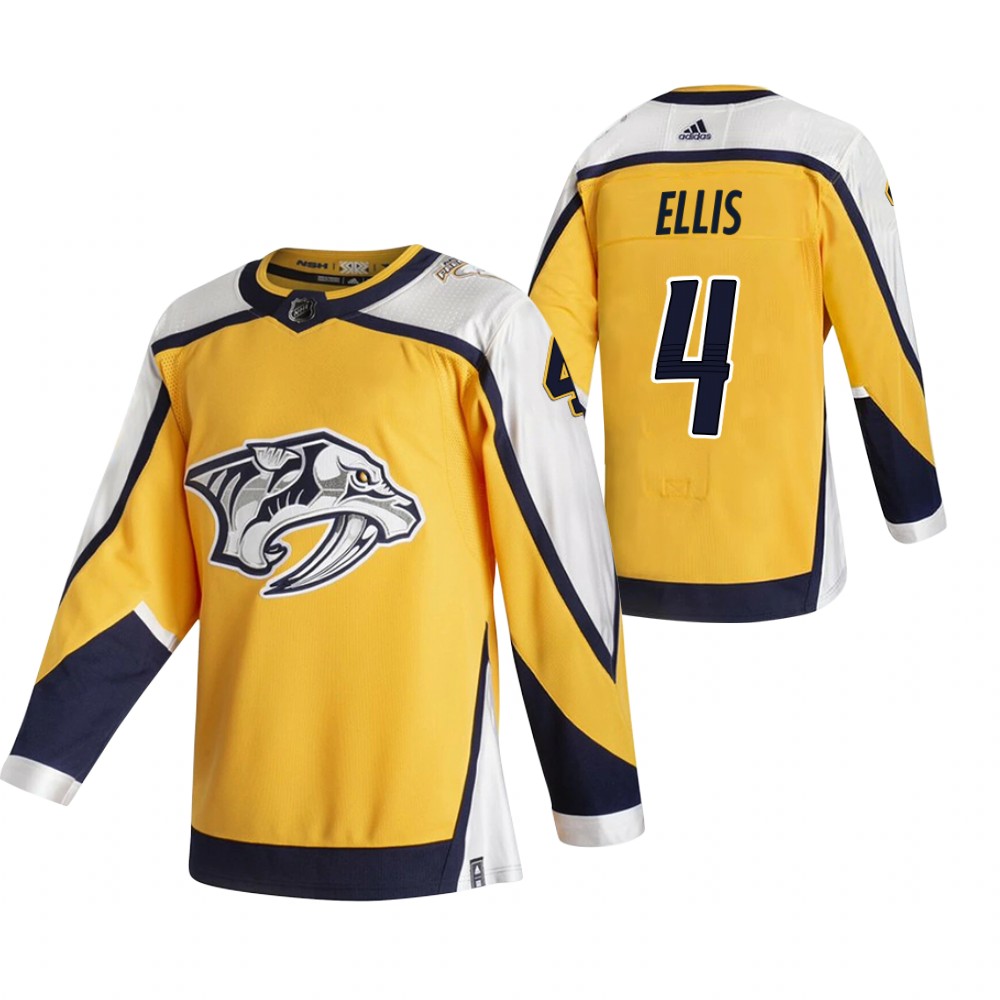 2021 Adidias Nashville Predators #4 Ryan Ellis Yellow Men  Reverse Retro Alternate NHL Jersey->nashville predators->NHL Jersey
